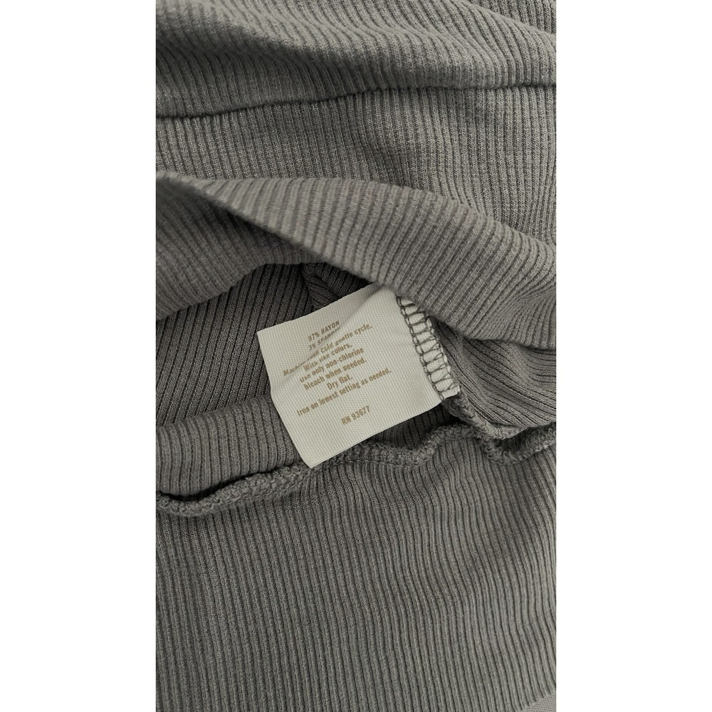 Decree Shirt Womens Medium Gray Stretchy Ribbed Slim Fit Short Sleeve Y2K - Picture 6 of 10